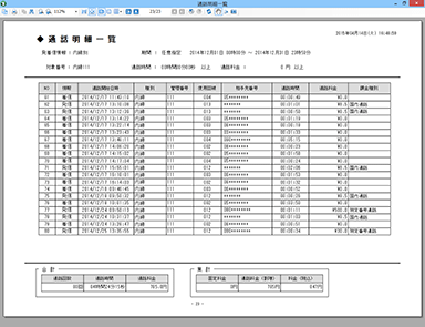 通話明細一覧（帳票）