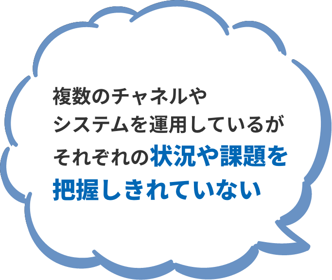 複数のチャネルや システムを運用しているが それぞれの状況や課題を 把握しきれていない